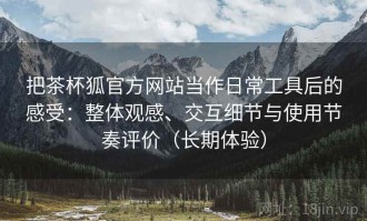 把茶杯狐官方网站当作日常工具后的感受：整体观感、交互细节与使用节奏评价（长期体验）