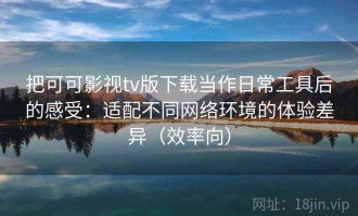 把可可影视tv版下载当作日常工具后的感受：适配不同网络环境的体验差异（效率向）
