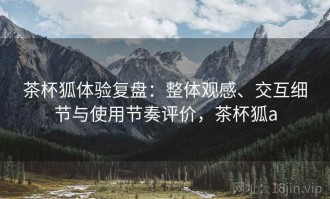 茶杯狐体验复盘：整体观感、交互细节与使用节奏评价，茶杯狐a