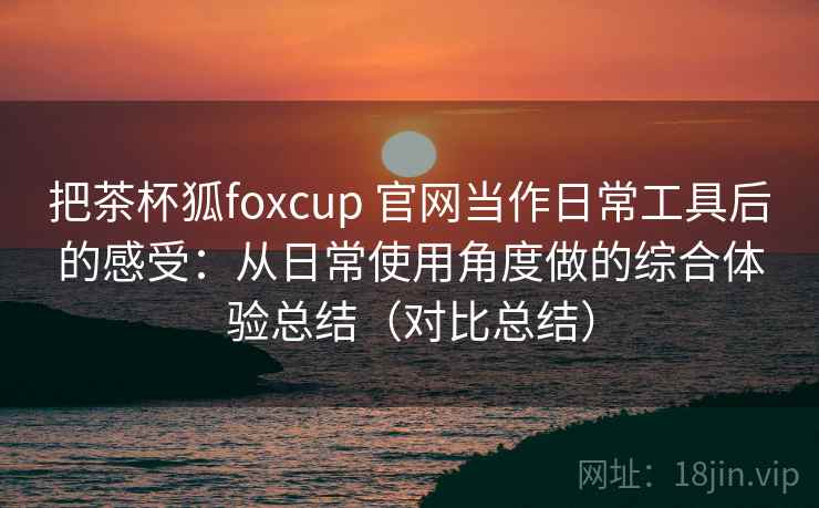 把茶杯狐foxcup 官网当作日常工具后的感受：从日常使用角度做的综合体验总结（对比总结）